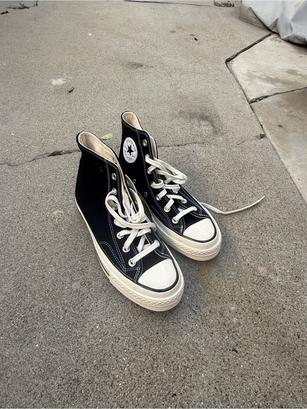 Classic High-Top Canvas Sneakers - Black